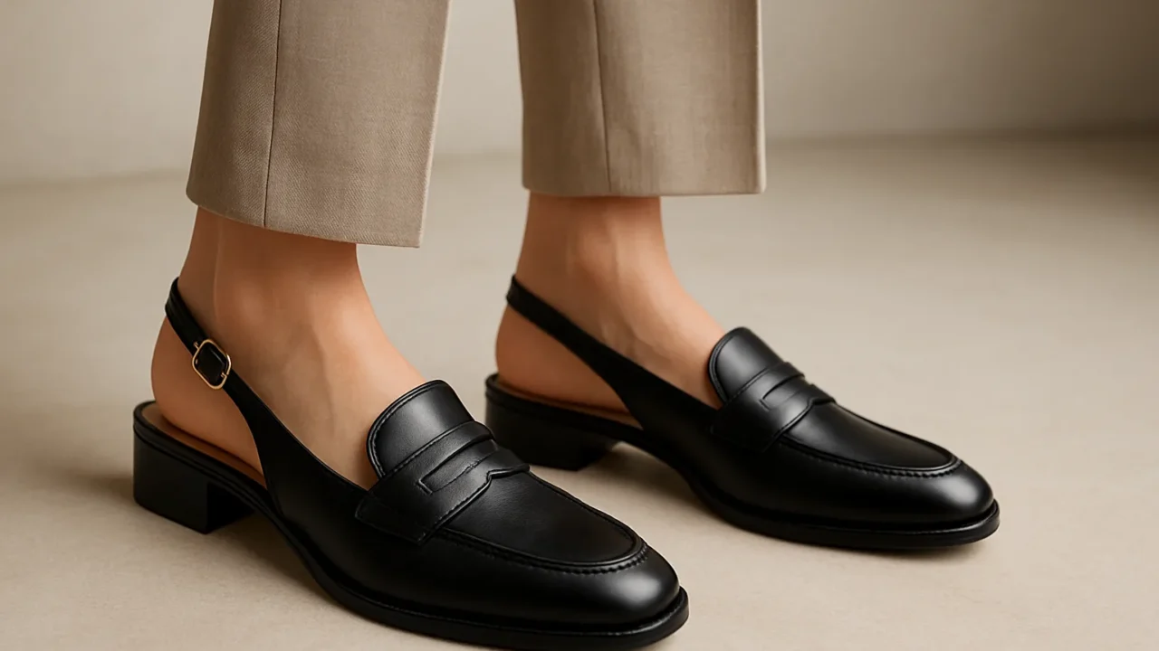Mocassini slingback: l'ibrido elegante da indossare anche con calzini