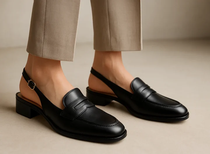 Mocassini slingback: l'ibrido elegante da indossare anche con calzini