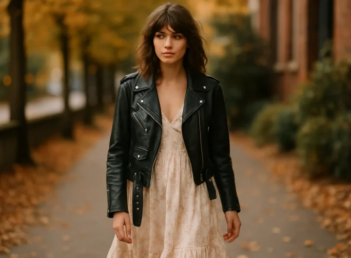 Giacca biker e vestito: 5 outfit autunno nello stile indie sleaze